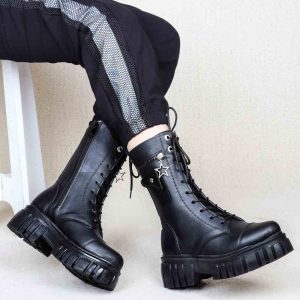 کفش بوت زنانه چرم طبیعی مدل694